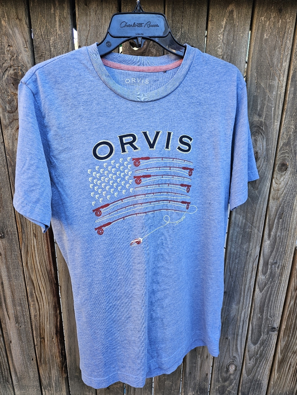 Orvis Light Blue Short Sleeve Graphic Tee with Red Accent Men's Size M - Picture 4 of 14